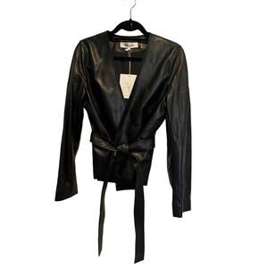 NWT Diane von Furstenberg Lambskin Leather Jacket with Belt